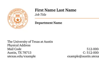 UT business card example