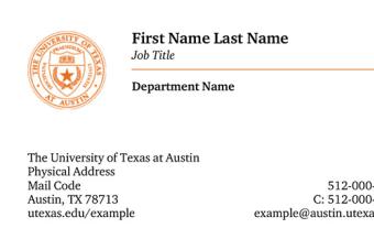 UT business card example
