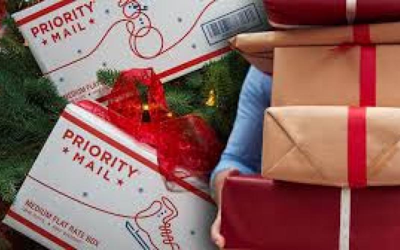 Packages wrapped in holiday theme